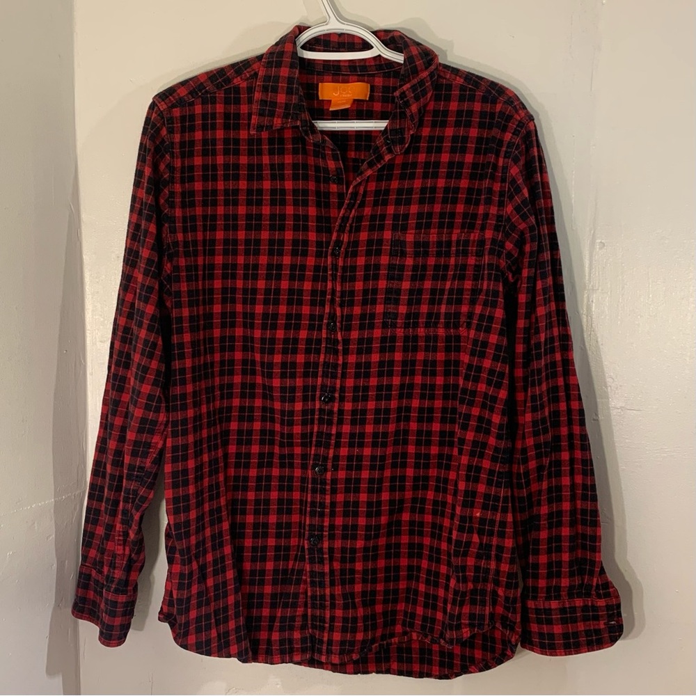 👕 [2/$25] JOE FRESH RED PLAID BUTTON UP MENS LONG SLEEVE SHIRT SIZE MEDIUM 👕